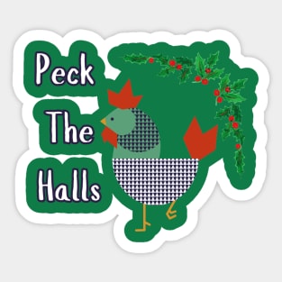 Peck the Halls Christmas Chicken Sticker